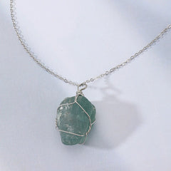 Men's Rough Wire Wound Stone Necklace