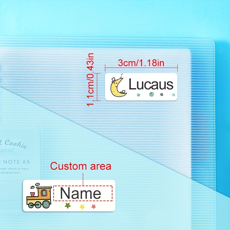 120 Personalized Name Stickers Waterproof Labels 3x1 Variety Patterns