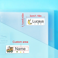 Custom Name Stickers Waterproof Labels 3x1, Variety Patterns, Animal Theme