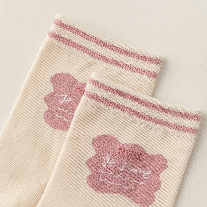 6 Pairs Letter Print Socks Mid Tube Women's Stockings