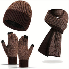 Jacquard Touch Screen Gloves Beanie Hat Scarf Set