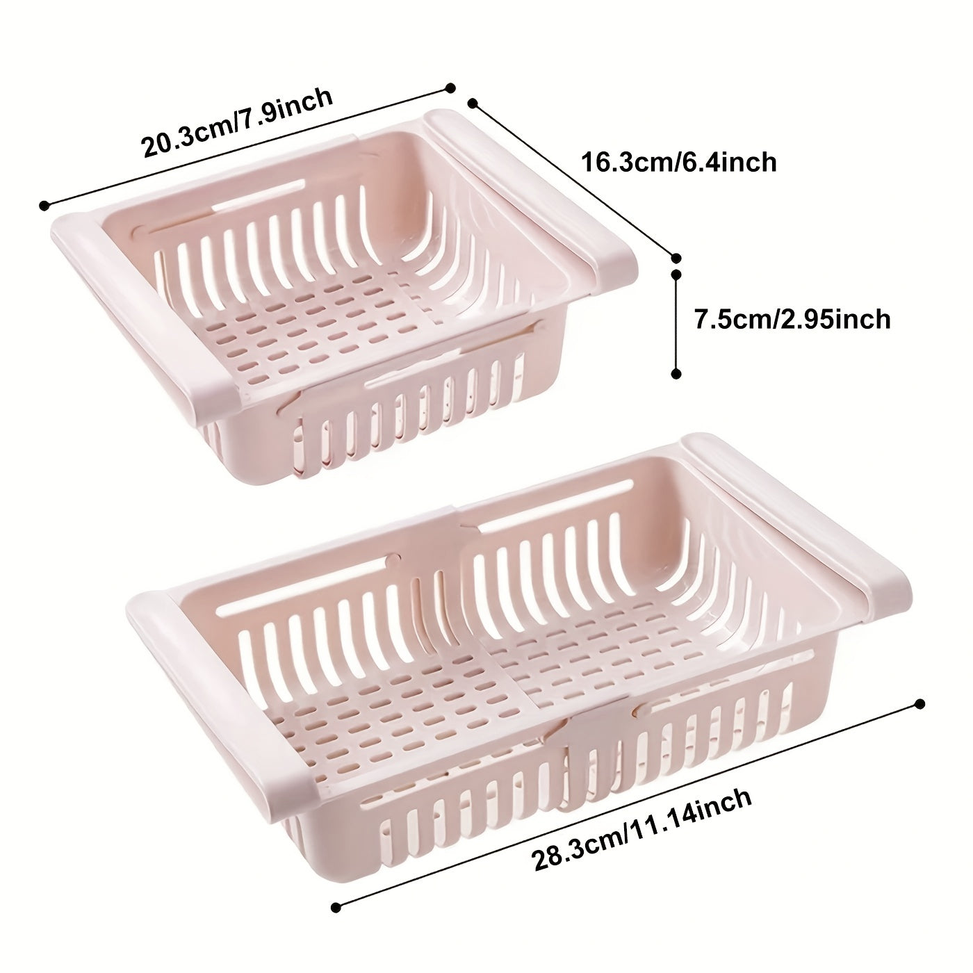 2Pcs Fridge Drawer Organizer Pull Out Retractable Fridge Shelf Storage Rack