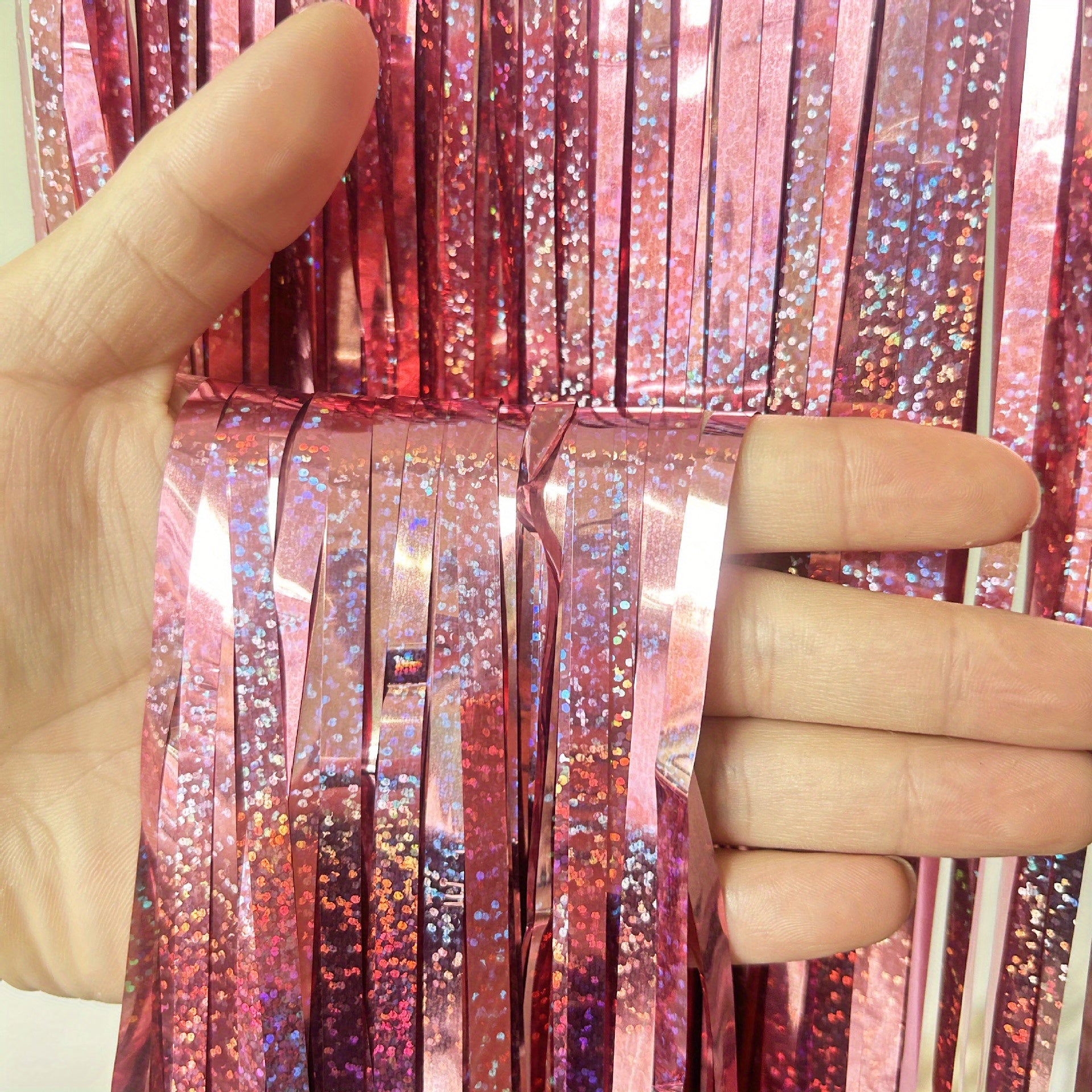 1pc 100 58x198 Laser Tassel Backdrop Curtain Metallic Silk Ribbon