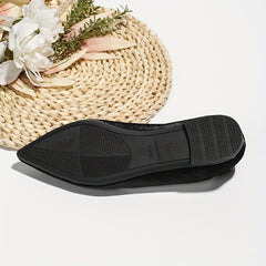 Women's Satin Ballet Flats Pointed Toe Soft Sole Slip On Shoes