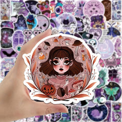 100pcs Die Cut Vinyl Ghost Witch Sticker Pack for Kids Laptop Luggage