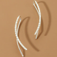 Long Copper Ear Climber Earrings Bar Studs