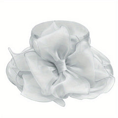 Vintage Organza Sun Hat Solid Mesh Flower Derby Hat