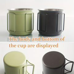 Stainless Steel Mug with Foldable Handle for Outdoor Adventures
