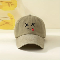 Cartoon Expression Baseball Cap Washed Distressed Cotton Sports Hat