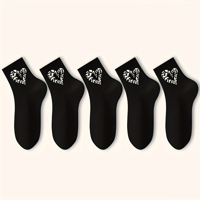 Heart Print Socks Soft Mid Tube Stockings Women's Hosiery