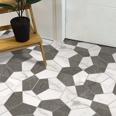 11pcs Gray brown Marble Pattern Hexagonal Floor Stickers Waterproof Anti-slip