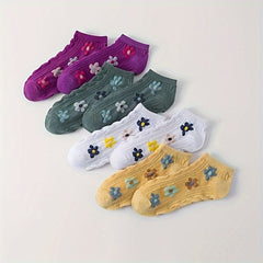8 Pairs Floral Print Socks & Low Cut Ankle Socks Women's Stockings