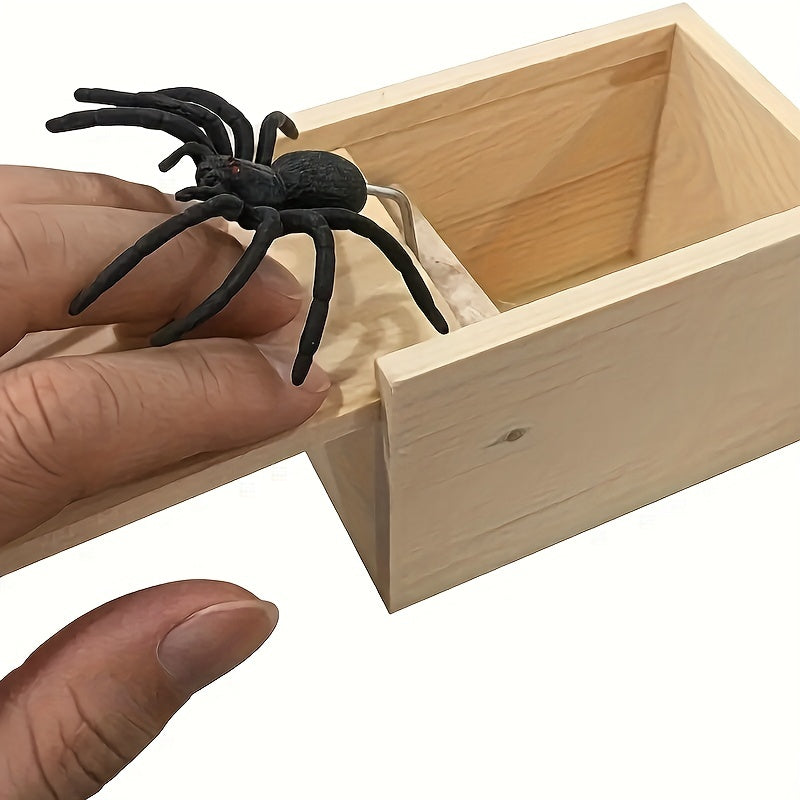 Wooden Spider Prank Box Handcrafted Joke Box Great For Gift Giving
