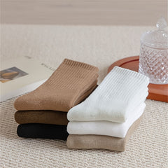 6 Pairs Ribbed Mid Tube Socks Women's Stockings