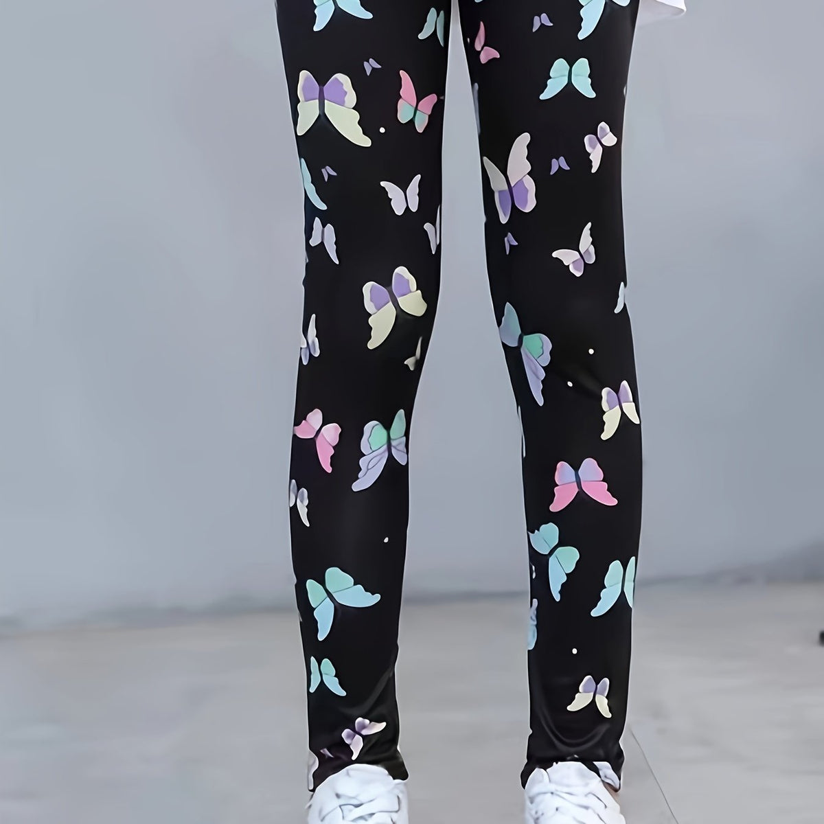 Colorful Butterfly Print Leggings Girls Casual Leggings All Season Gift