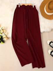  Women's Wide Leg Loose Trousers Elastic Waist