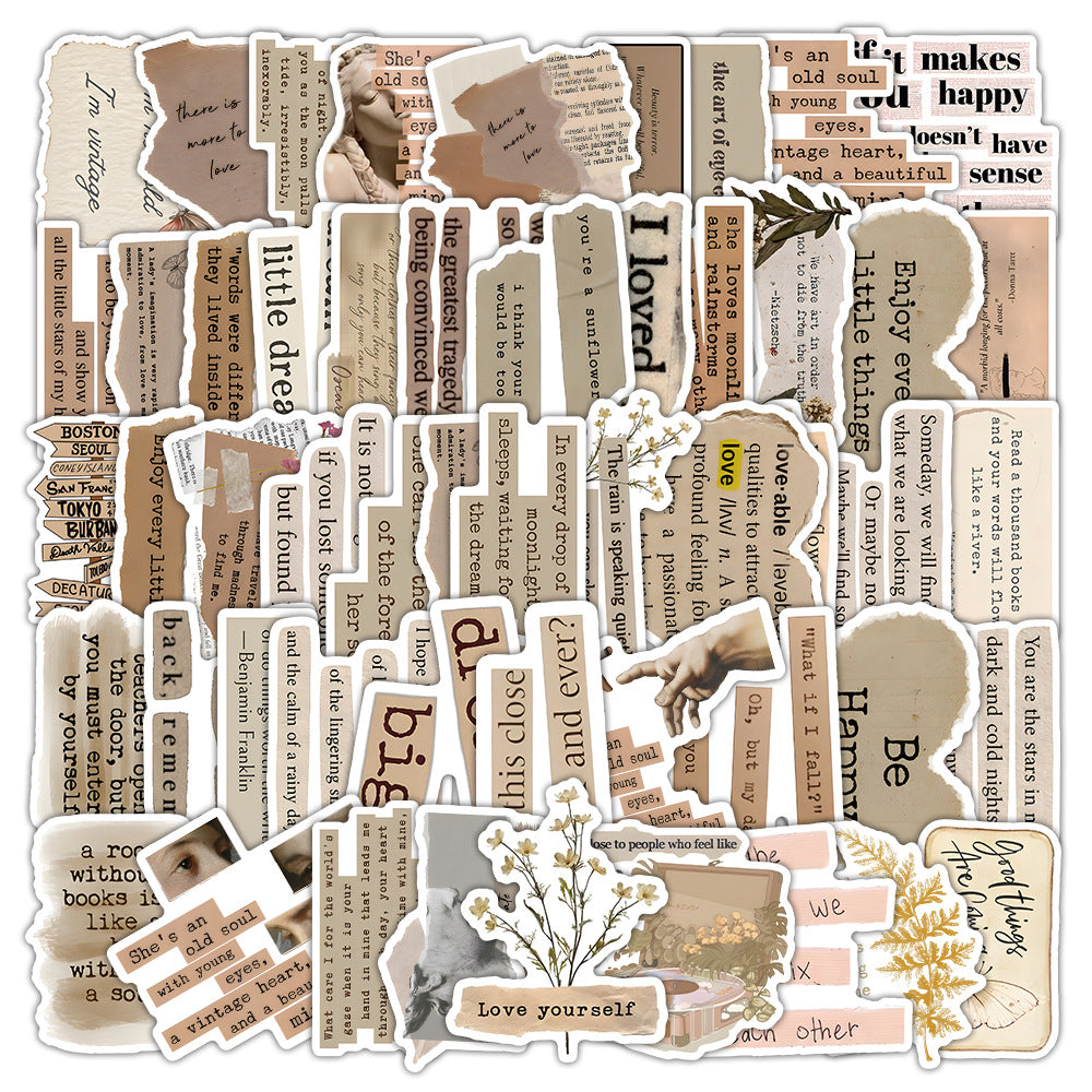 Retro Inspirational English Text Stickers DIY Handbook Collage