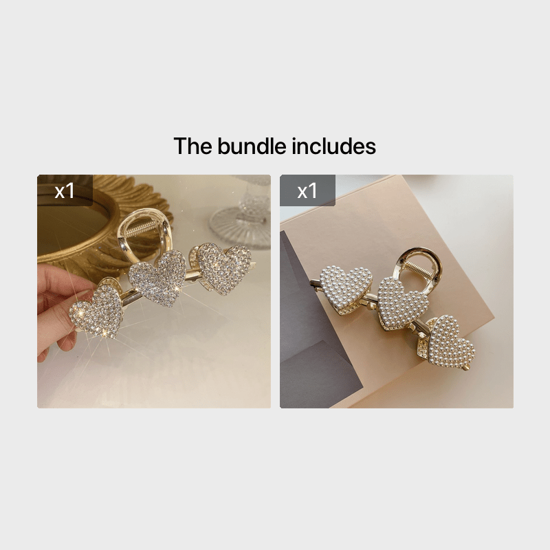 Gold Heart Rhinestone Hair Clips Strong Hold Great For Thick Thin Curly Hair