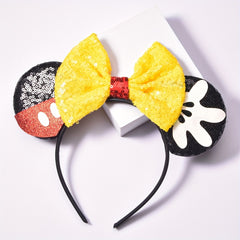 Sequin Bow Mouse Ear Headband Hair Accessories for Parties Girls Gift