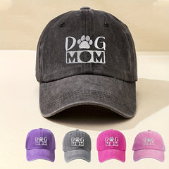 Washed Embroidery DOG MOM Baseball Cap Outdoor Sunscreen Peaked Cap