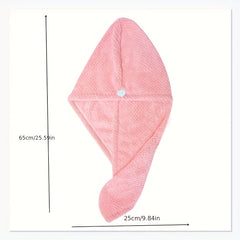 Flower Embroidered Hair Towel Button Coral Fleece Hair Wrap Towel Women Bath