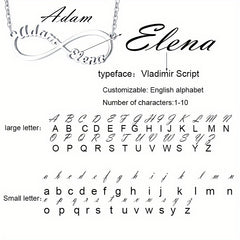 Custom Infinite Love Necklace with 2 Names & Sign, 5 Fonts