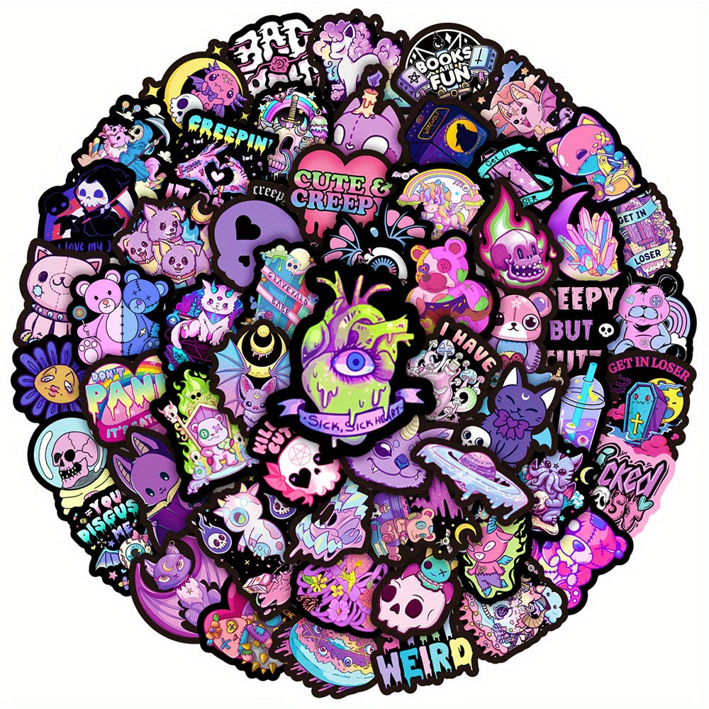 100pcs Purple Gothic Graffiti Stickers Notebook Skateboard Decoration DIY Toys
