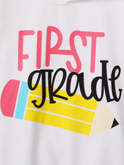 Girls' ''First Grade'' Print Hoodie Sweatshirt Long Sleeve Hooded Pullover