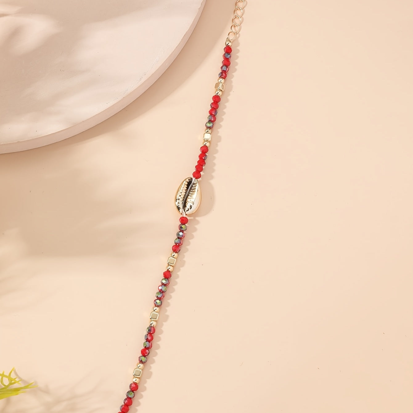 Plated Beaded Crystal Shell Women's Ankle Anklet Jewelry