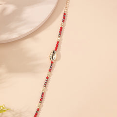 Plated Beaded Crystal Shell Women's Ankle Anklet Jewelry