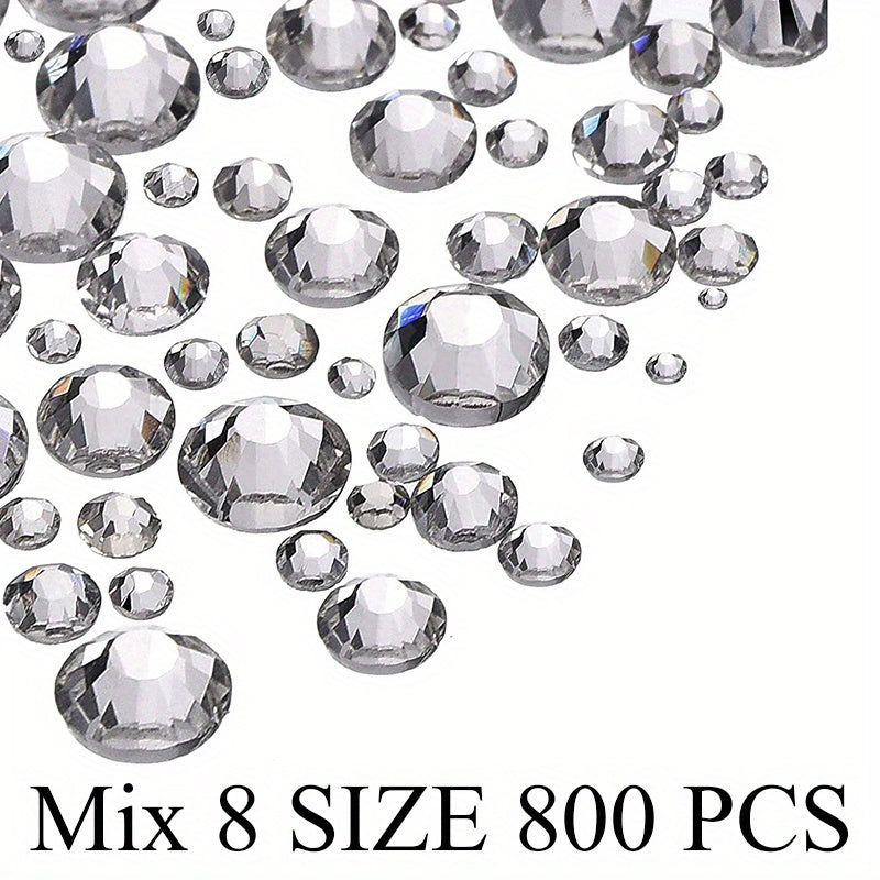 800pcs Round Nail Art Flat Backs Acrylic Rhinestones