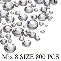 800pcs Round Nail Art Flat Backs Acrylic Rhinestones