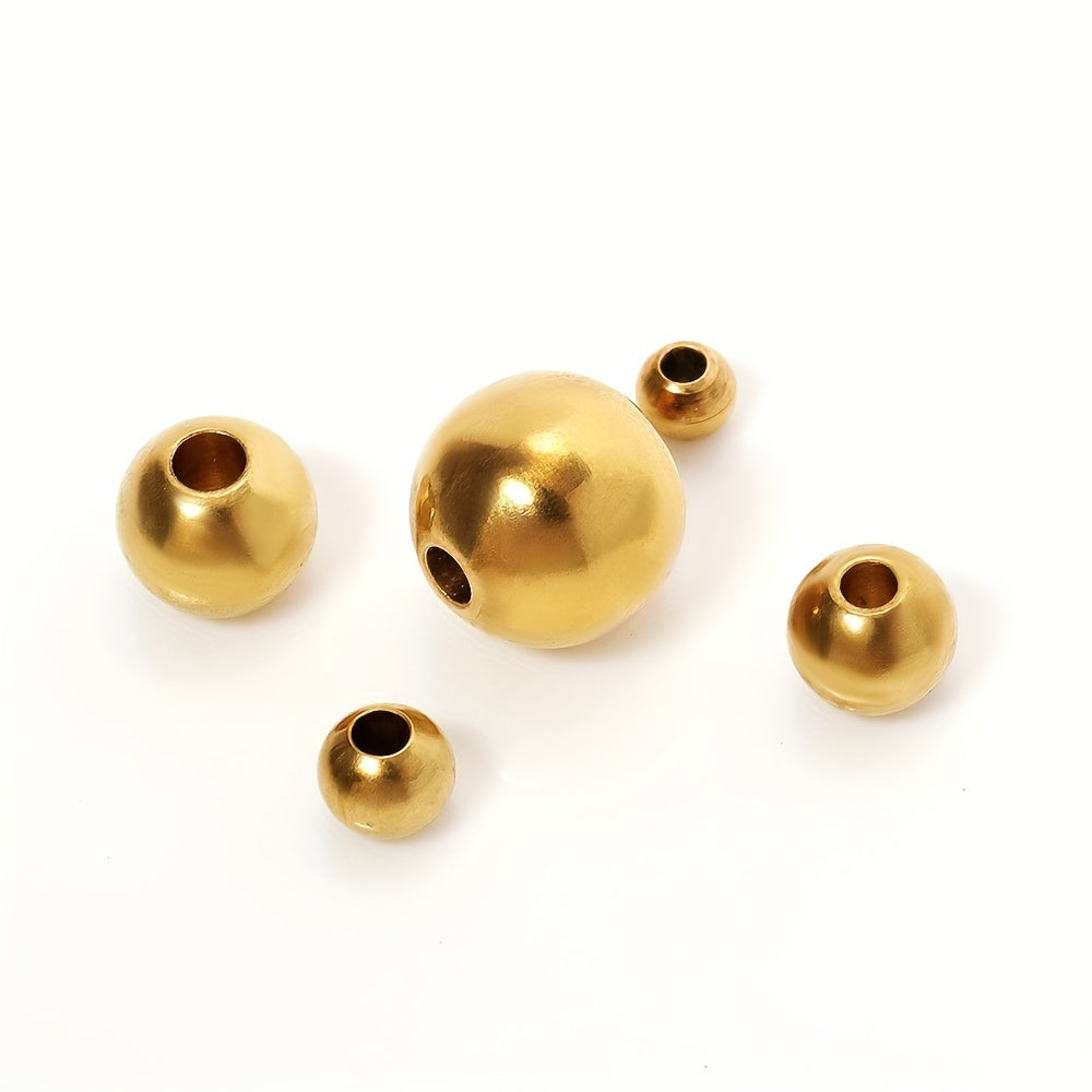 50pcs Brass Round Ball Space Beads 3 4 5 6 8mm DIY Necklaces Jewelry Making