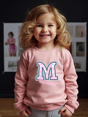 Girls M Pattern Crew Neck Sweatshirt Spring Fall Christmas Gift