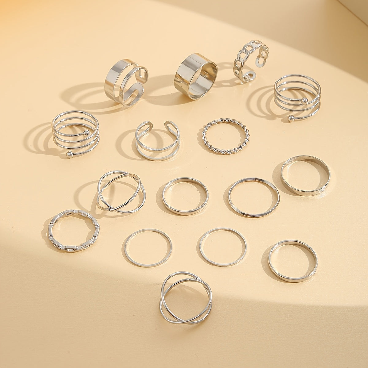 Geometric Surplice Ring Set Women's Jewelry