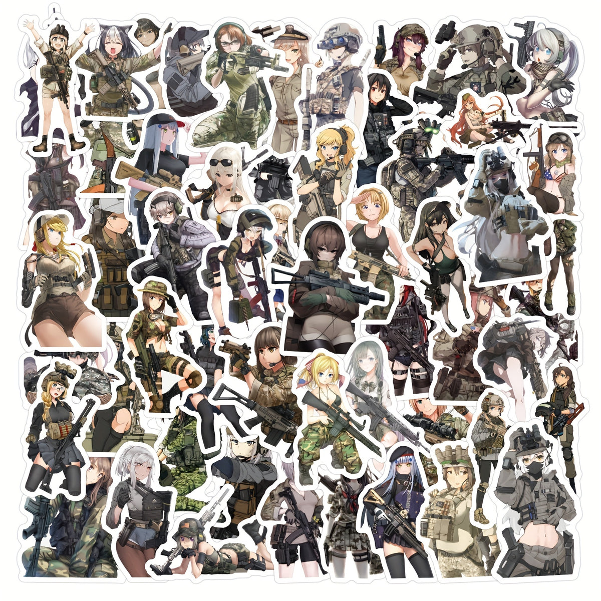 Female Soldier Stickers for Laptop Phone Luggage