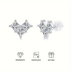 Moissanite Earrings 925 Silver Women's Ear Studs