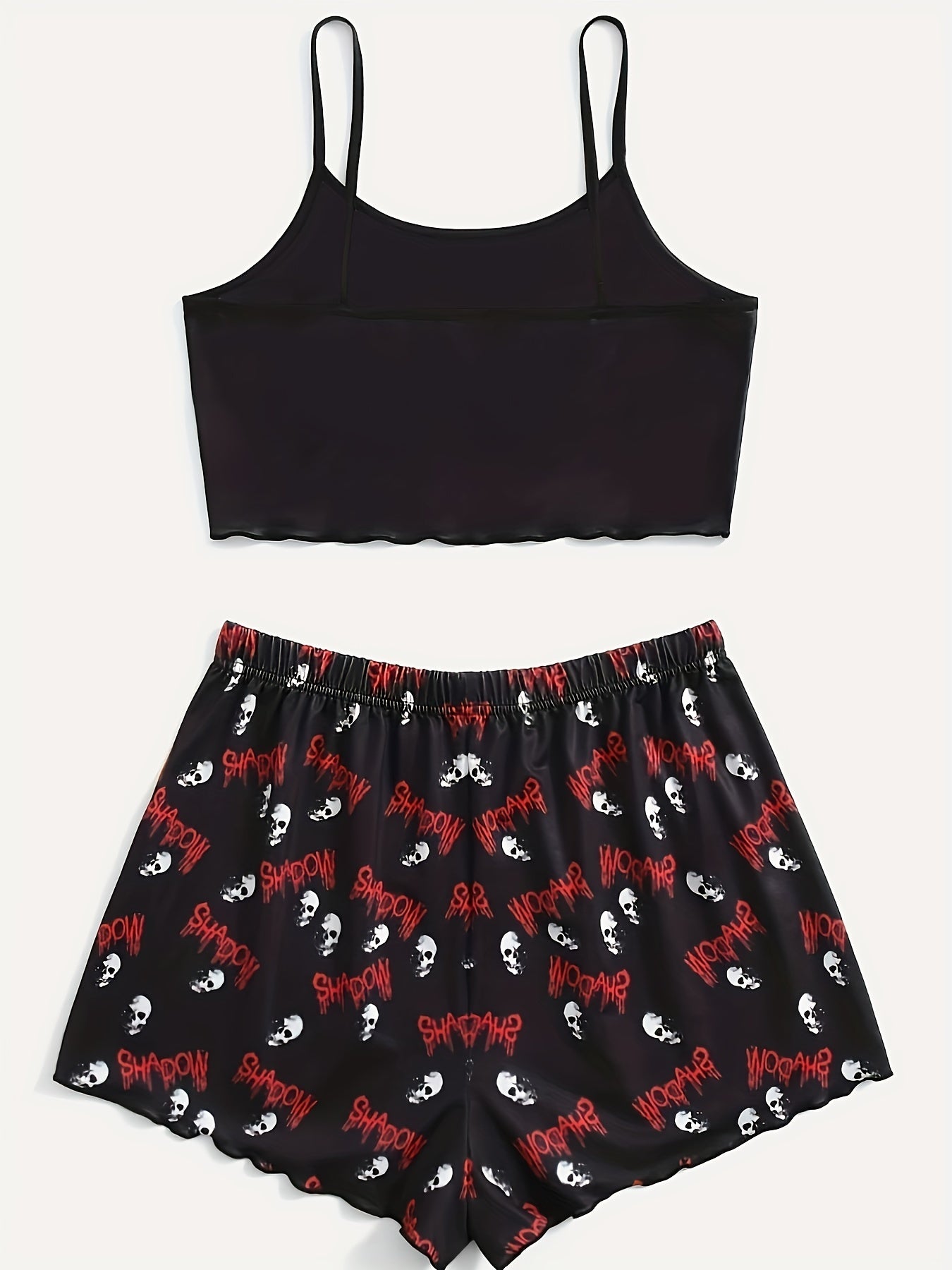  Gothic Skull & Letter Print Pajama Set