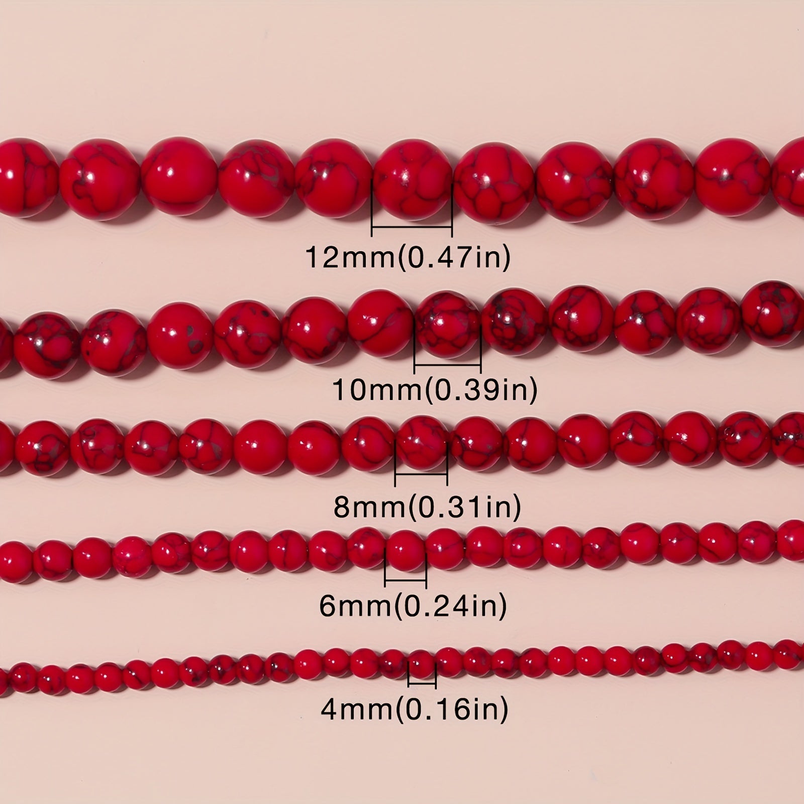 Red Howlite Turquoise Round Beads 4-10mm for Jewelry Making