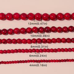 Red Howlite Turquoise Round Beads 4-10mm for Jewelry Making