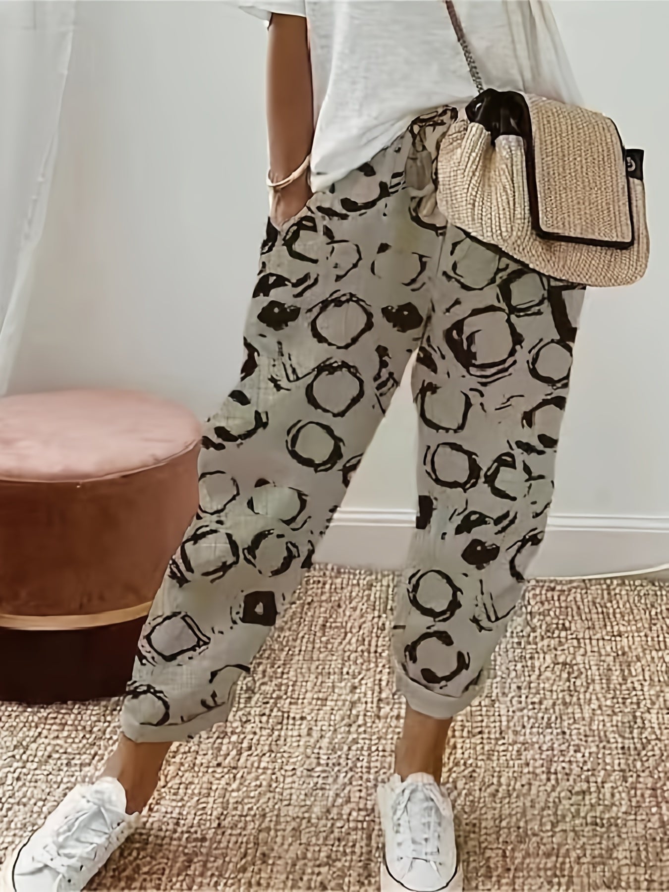  Polka Dot Drawstring Pants With Pockets