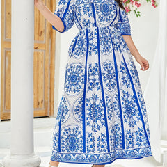  Boho Dress Off Shoulder Short Sleeve Maxi Dress