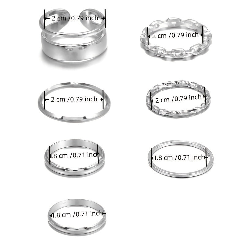 Dark Style Chain Shape Wide & Thin Ring Stackable Jewelry