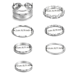 Dark Style Chain Shape Wide & Thin Ring Stackable Jewelry