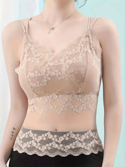 Lace Stitching Cami Top Sleeveless Criss Cross Back Women's Lingerie