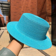 Bright Candy Sun Hat Classic British Style Top Hat Straw Jazz Fedora Cap Unisex