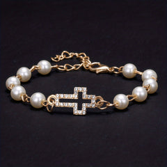 Y2K Faux Pearls Beaded Chain Bracelet for Women