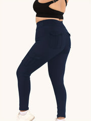  High Rise Skinny Fitness Leggings With Flap Pockets