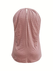  Eyelet Embroidery Halter Neck Tank Top