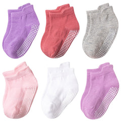 6 Pairs Non Slip Cotton Ankle Socks for Toddlers